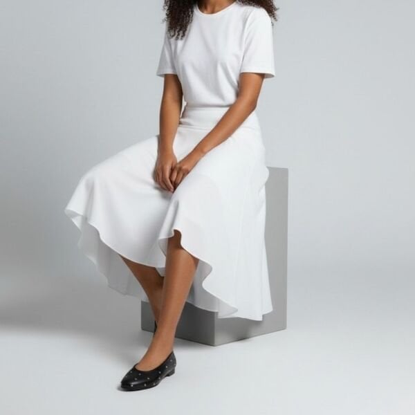 Siyah Deri Pim Detaylı Yuvarlak Burunlu Kadın Babet