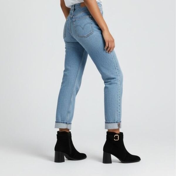 Siyah Süet Hakiki Deri Tokalı Kalın Topuklu Kadın Bot