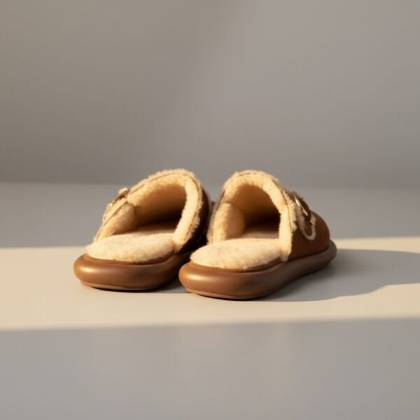 Taba Süet Tokalı İçi Peluş Astarlı Kadın Sabo Terlik