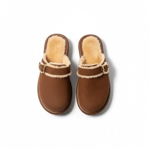 Taba Süet Tokalı İçi Peluş Astarlı Kadın Sabo Terlik