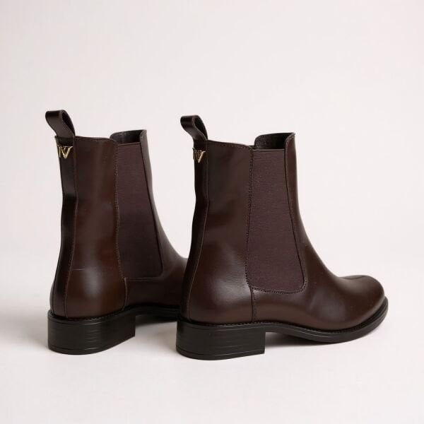 Kahve Deri İki Yandan Lastikli Kadın Chelsea Bot