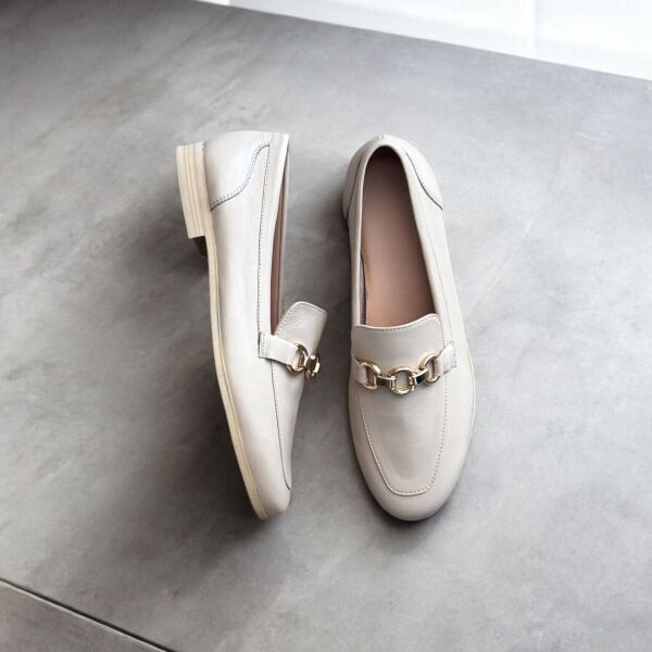 Bej Loafer Deri Ayakkabı bej - 37 
