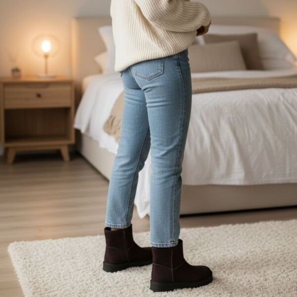 Kahve Süet Hakiki Deri İçi Peluş Astarlı Kadın Bot