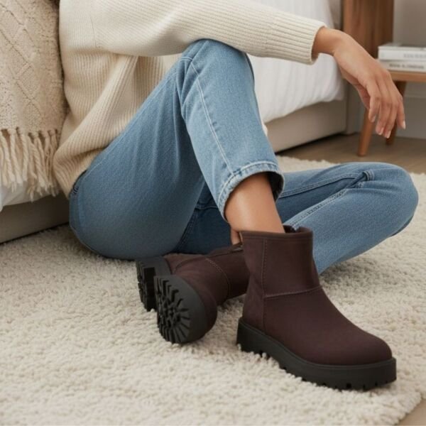Kahve Süet Hakiki Deri İçi Peluş Astarlı Kadın Bot