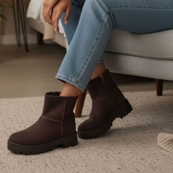 Kahve Süet Hakiki Deri İçi Peluş Astarlı Kadın Bot