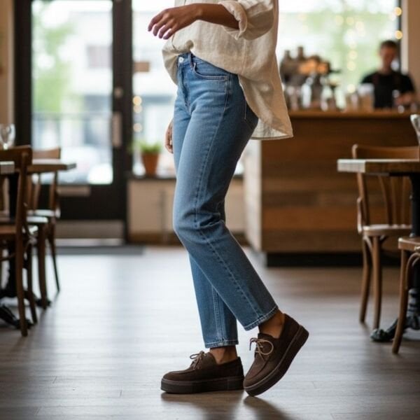 Kahve Kadife Kadın Günlük Rahat Bağcıklı Ayakkabı