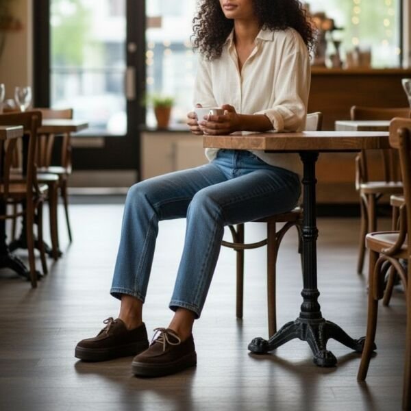 Kahve Kadife Kadın Günlük Rahat Bağcıklı Ayakkabı