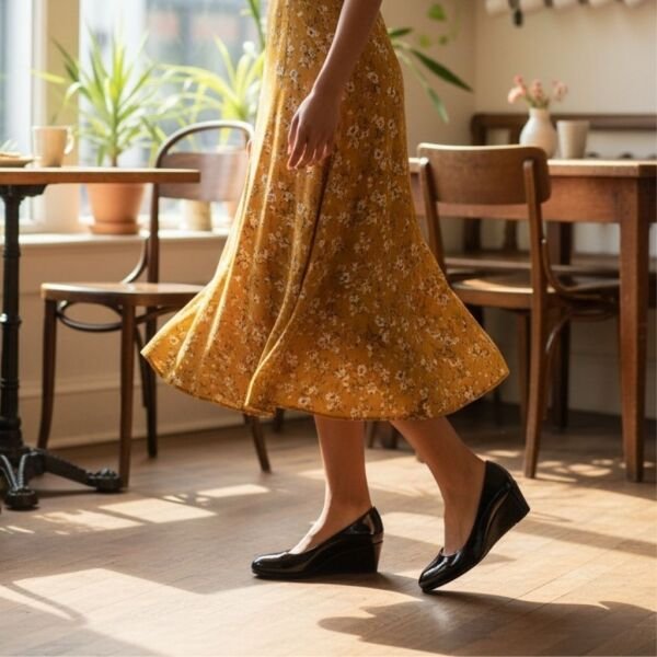 Siyah Rugan Feta Tabanlı Kadın Günlük Rahat Ayakkabı