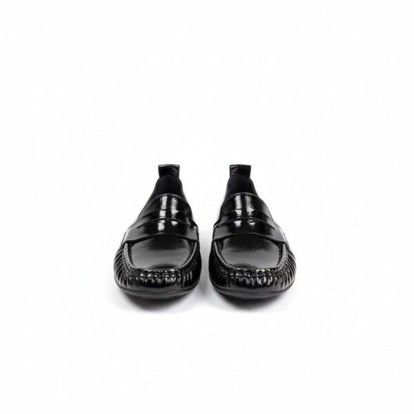 Siyah Rugan Deri Astarsız Esnek Kadın Günlük Şık ve Rahat Loafer