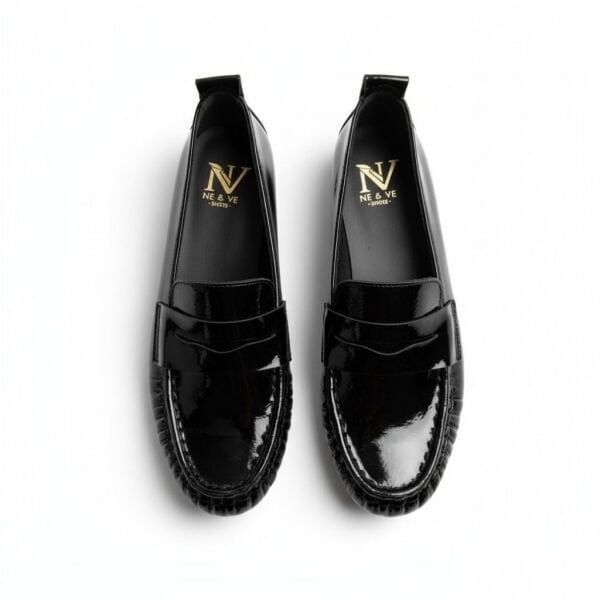 Siyah Rugan Deri Astarsız Esnek Kadın Günlük Şık ve Rahat Loafer