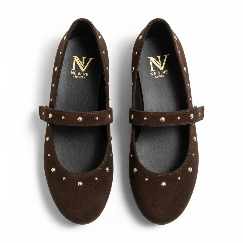 Kahve Süet Pim Detaylı Yuvarlak Burunlu Kadın Günlük Babet