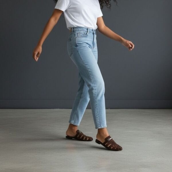 Kahve Süet Aksesuar Detaylı Kadın Kare Burun Sabo Terlik