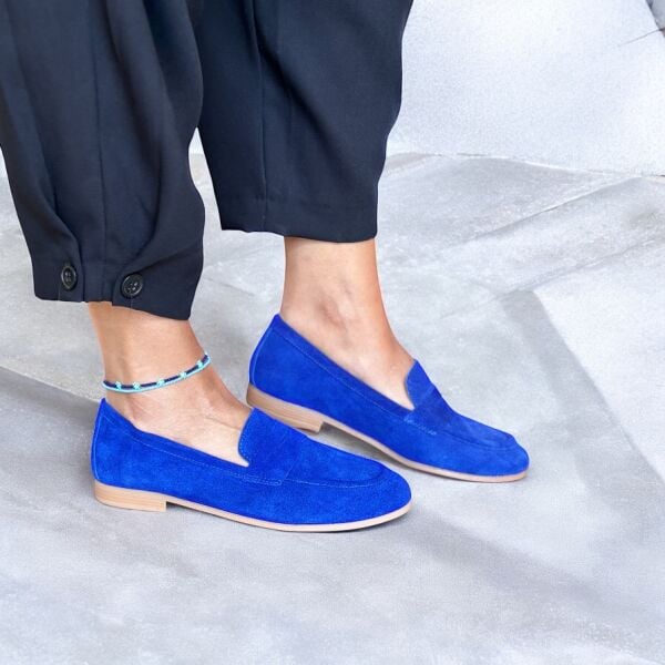 Mavi Süet Kadın Loafer MAVİ - 36
