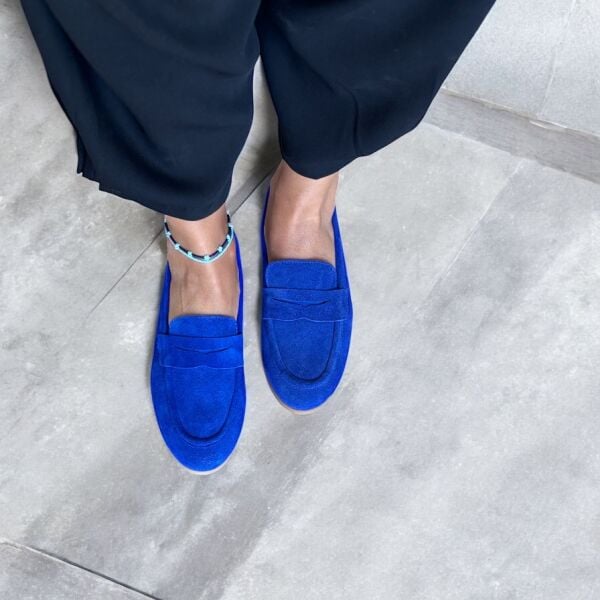 Mavi Süet Kadın Loafer MAVİ - 36