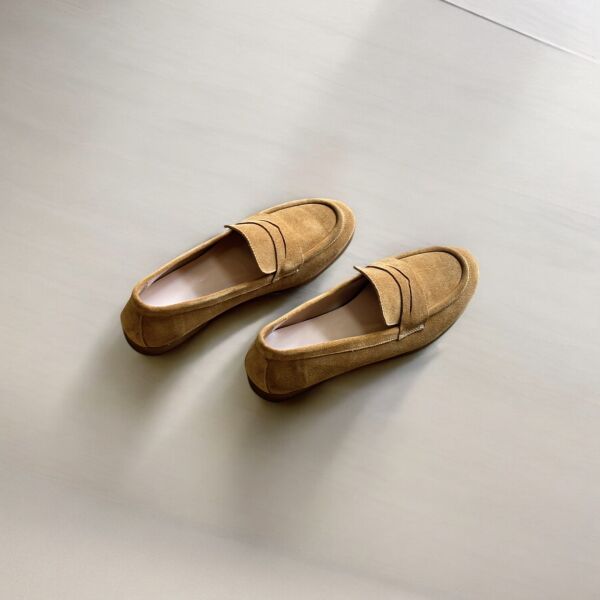 Camel Süet Hakiki Deri Kadın Loafer Ayakkabı