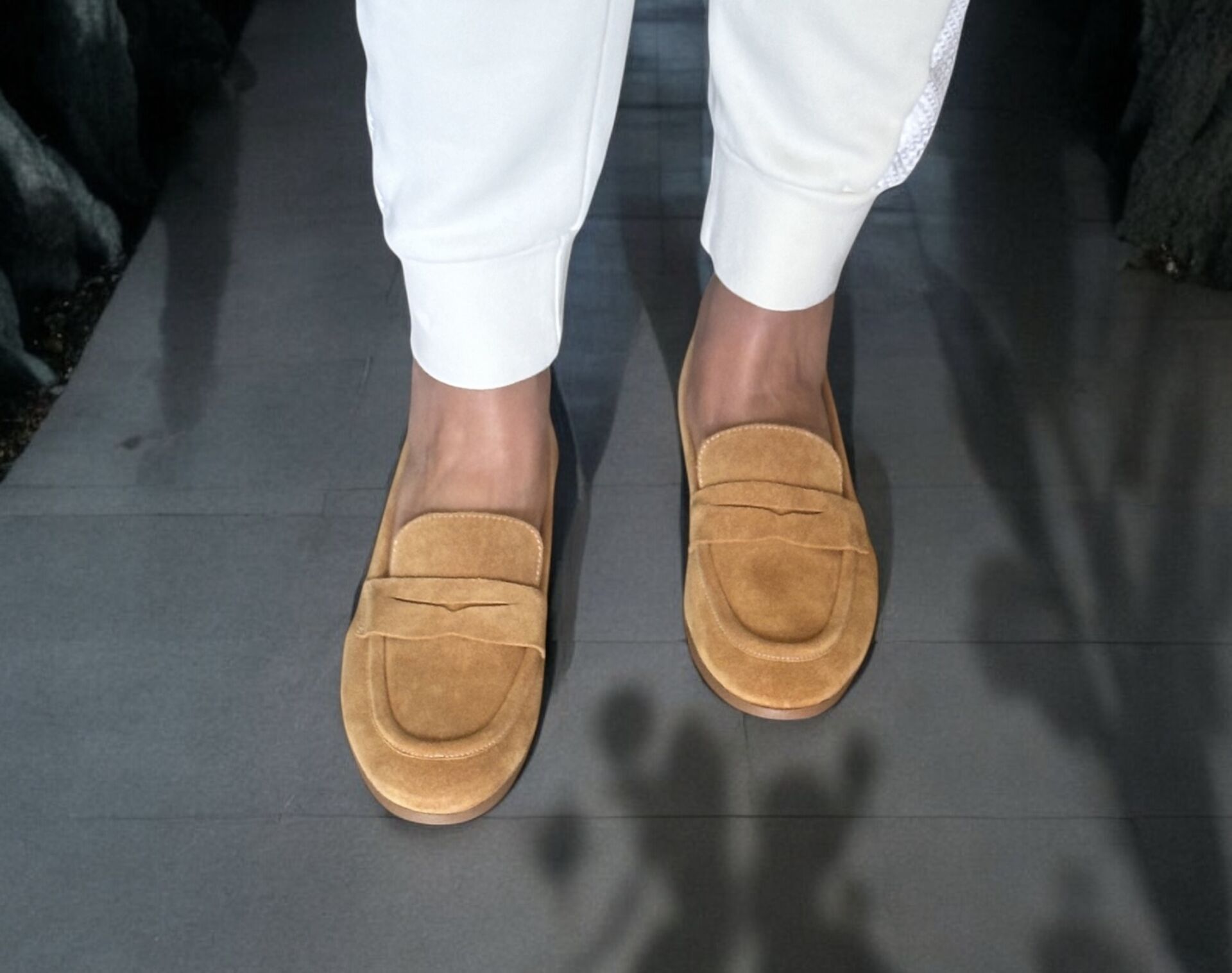 Camel Süet Hakiki Deri Kadın Loafer Ayakkabı