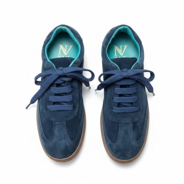 Vizon Süet Hakiki Deri Bağcıklı Kadın Günlük Sneaker LACİVERT - 39