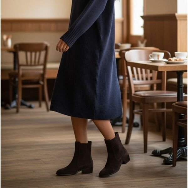 Kahve Süet İki Yandan Lastikli Kadın Chelsea Bot