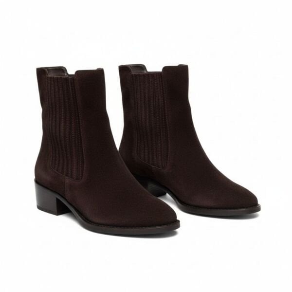 Kahve Süet İki Yandan Lastikli Kadın Chelsea Bot