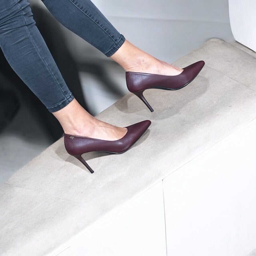 Bordo Hakiki Deri Stiletto