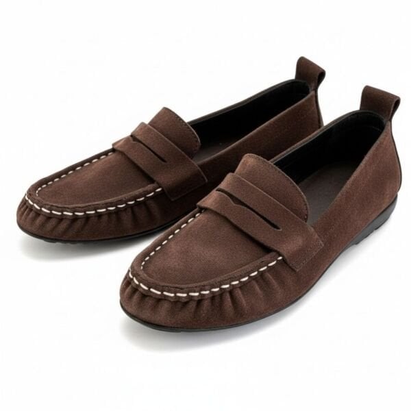 Kahve Süet Hakiki Deri Astarsız Esnek Kadın Günlük Şık ve Rahat Loafer