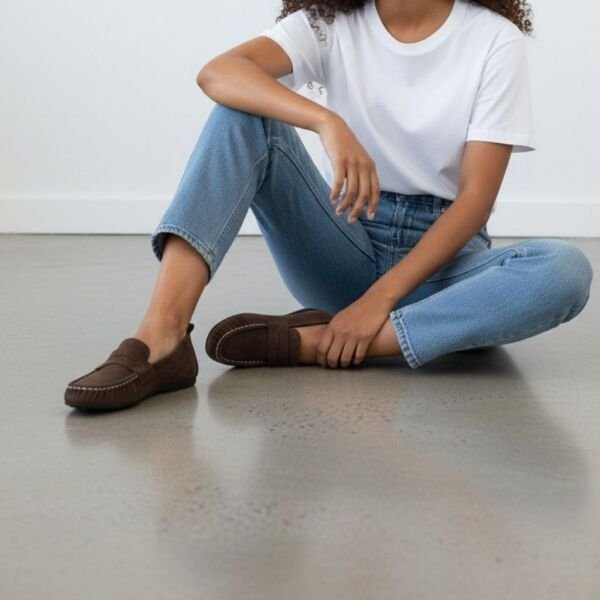 Kahve Süet Hakiki Deri Astarsız Esnek Kadın Günlük Şık ve Rahat Loafer