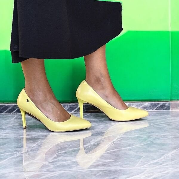 Sarı Hakiki Deri Stiletto SARI - 40