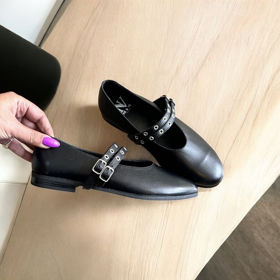 Siyah hakiki Deri Kadın Babet