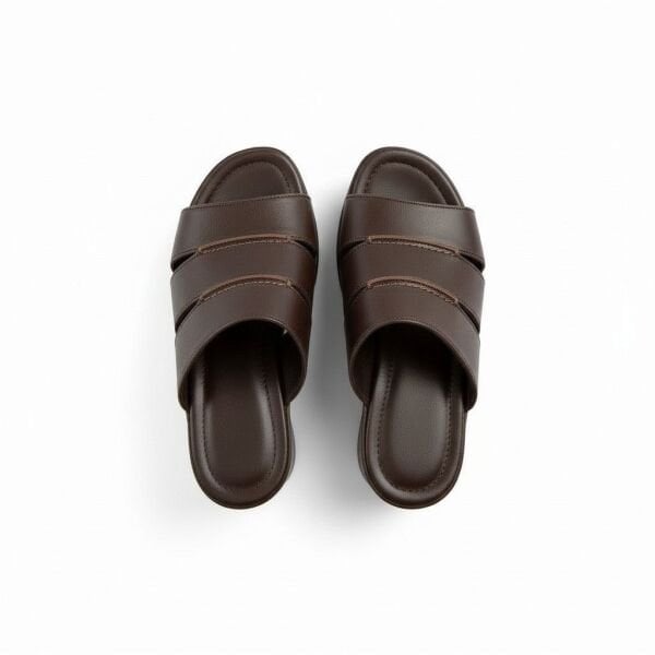 Kahve Deri Hafif Tabanlı Dikiş Detaylı Kadın Takunya Terlik(Kopya)