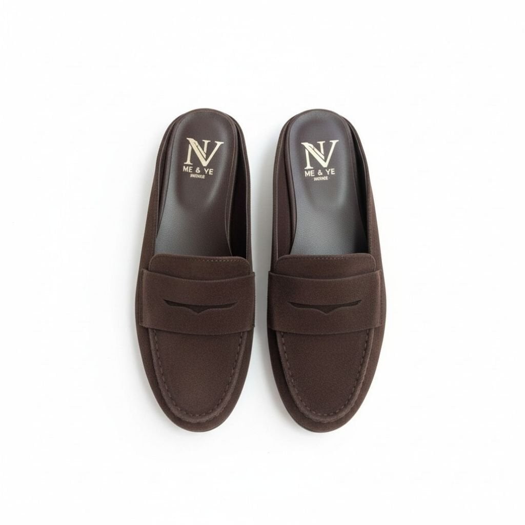 Kahve Süet Kadın Yuvarlak Burun Sabo Terlik