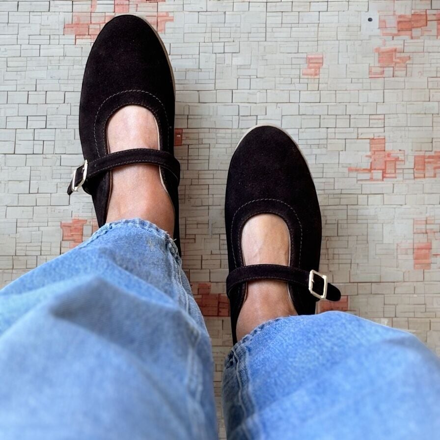 Kahve Süet Hakiki Deri Tokalı Babet