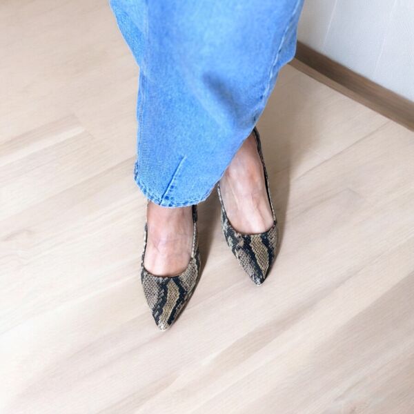 Kahve Yılan Derisi Desenli Stiletto