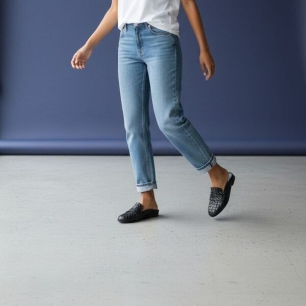 Siyah Örgü Detaylı Kadın Sabo Terlik