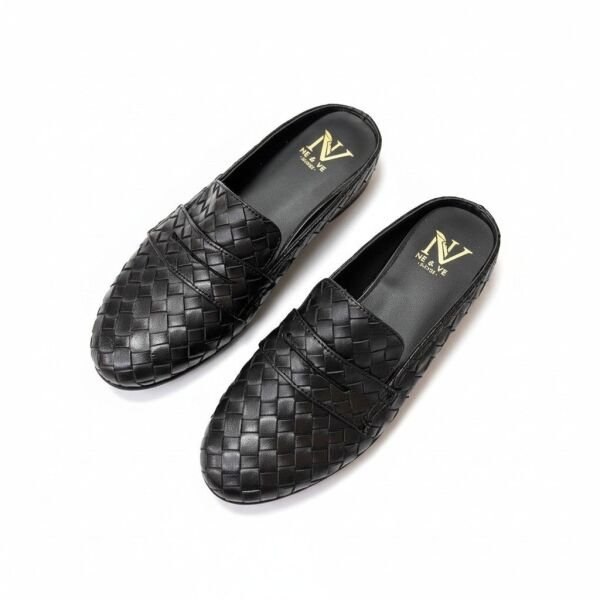 Siyah Örgü Detaylı Kadın Sabo Terlik