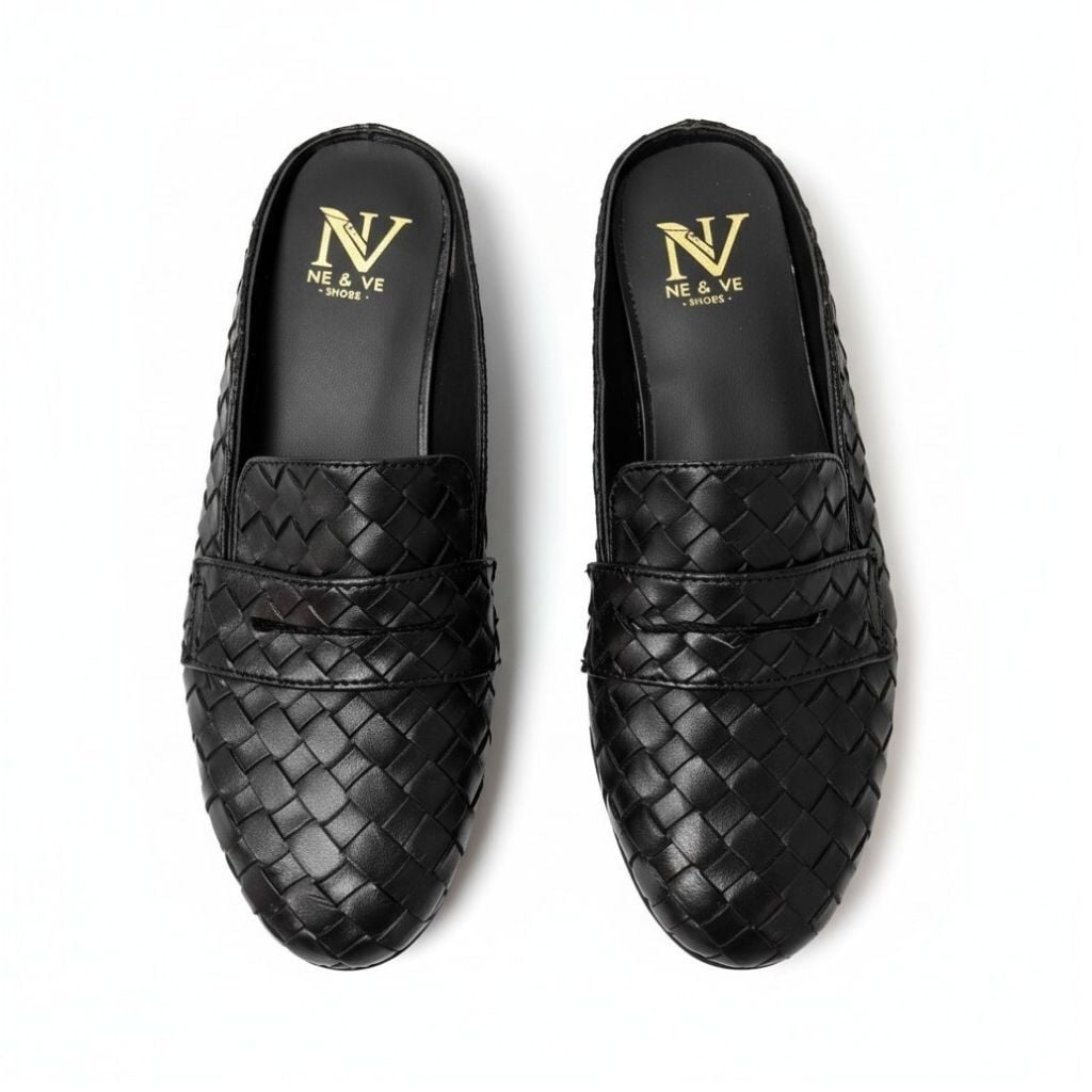 Siyah Örgü Detaylı Kadın Sabo Terlik