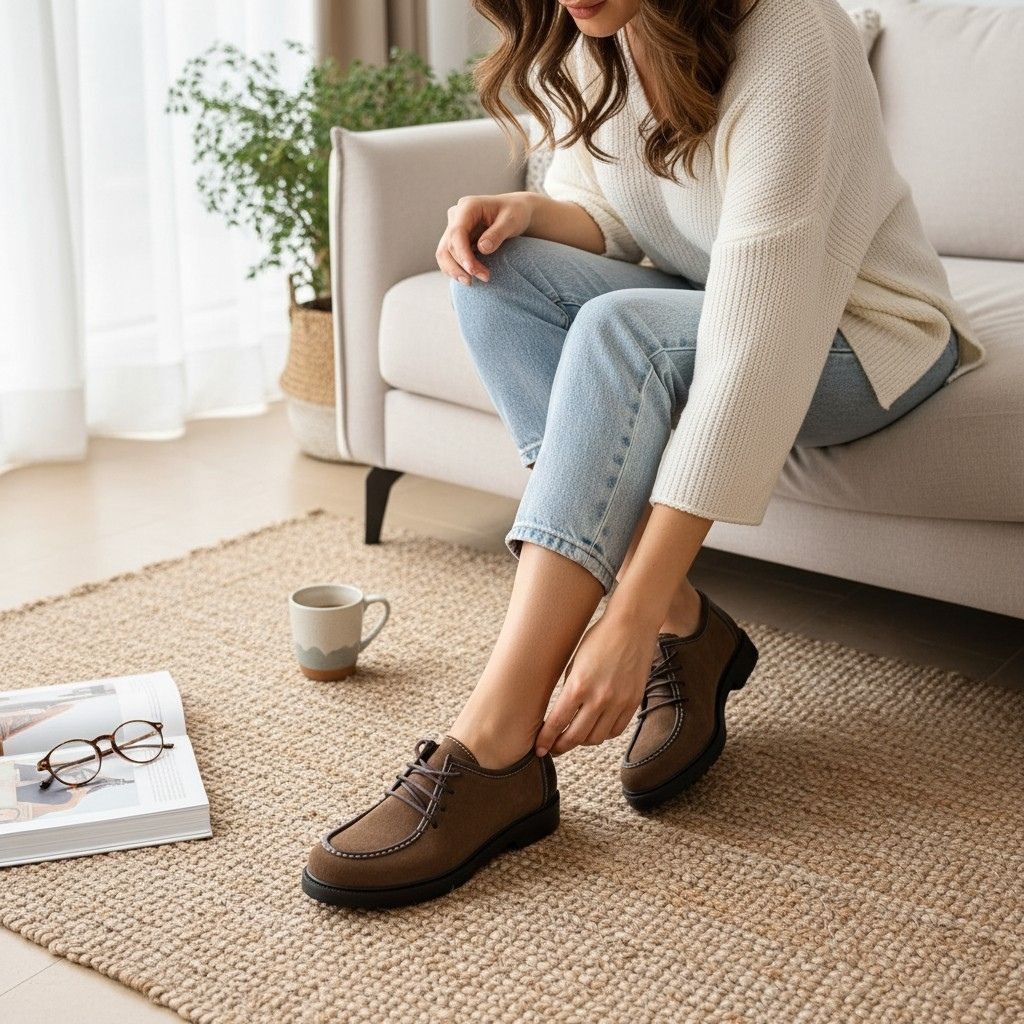 Kahve Süet Hakiki Deri Bağcıklı Kadın Casual Ayakkabı