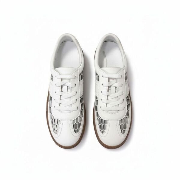 Beyaz Deri File Detaylı Kadın Günlük Sneaker