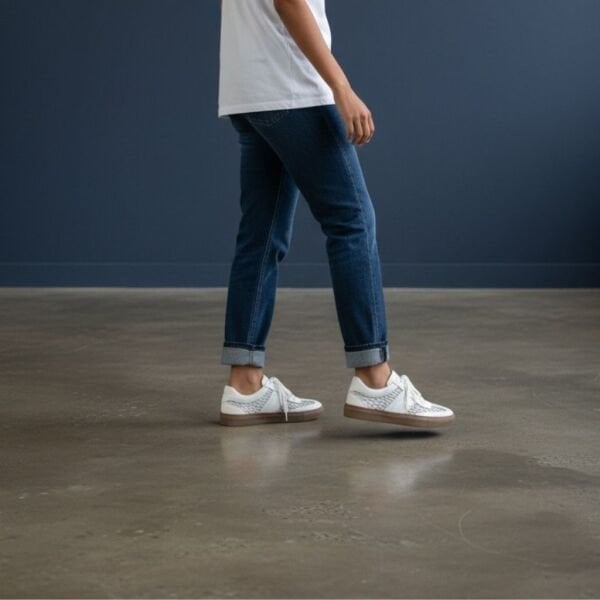 Beyaz Deri File Detaylı Kadın Günlük Sneaker