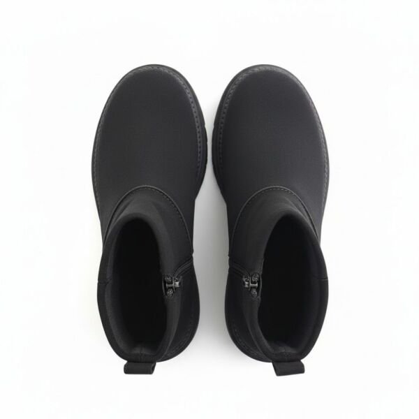 Siyah Süet Hakiki Deri İçten Fermuarlı Kadın Kalın Tabanlı Bot