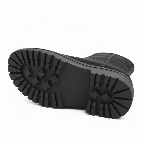 Siyah Süet Hakiki Deri İçten Fermuarlı Kadın Kalın Tabanlı Bot