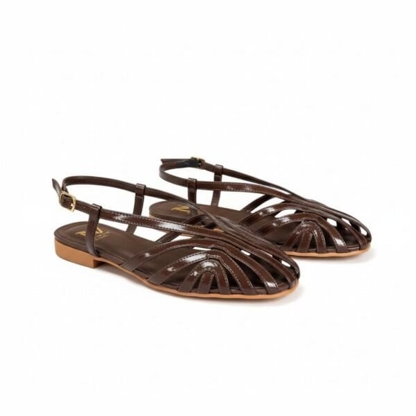 Kahve Rugan Biye Kadın Günlük Sandalet