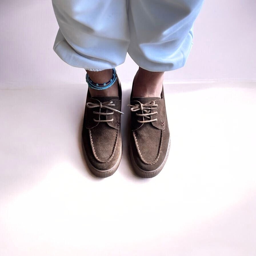 Kahve Süet Hakiki Deri Kadın Günlük Rahat Bağcıklı Ayakkabı