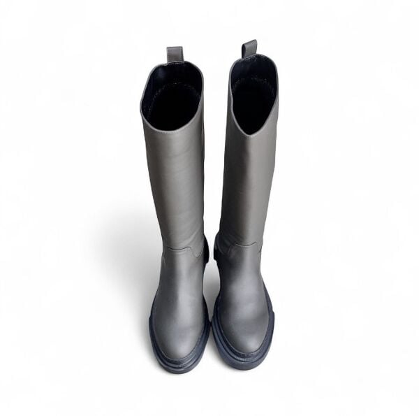 Haki Mat Deri Diz Altı Kadın Günlük Çizme