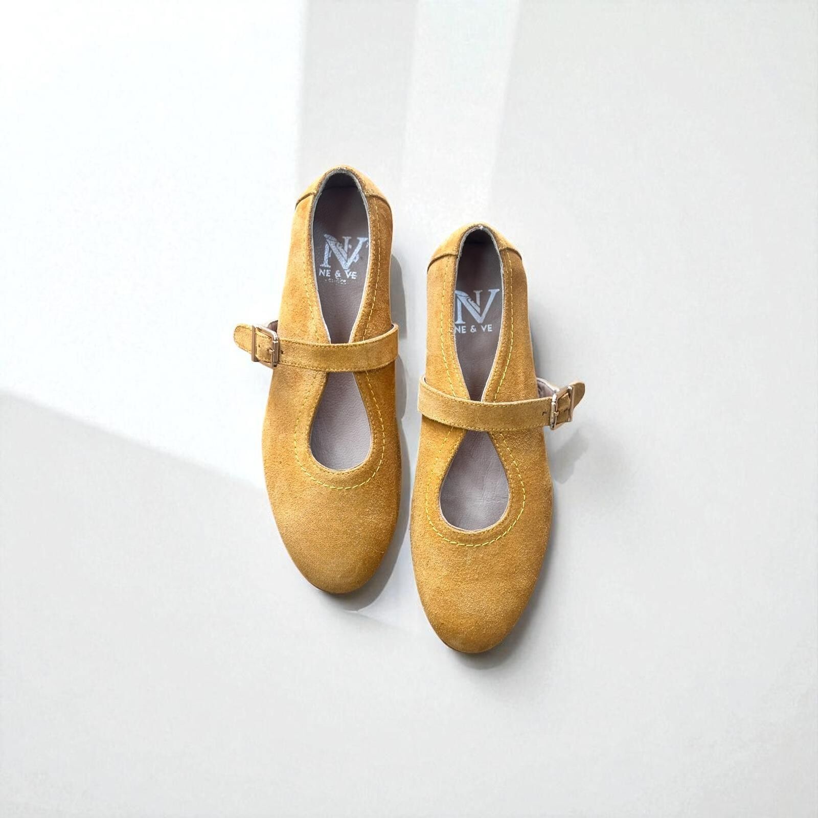 Hardal Süet Hakiki Deri Tokalı Kadın Babet