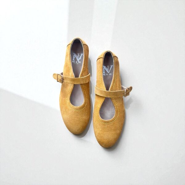 Hardal Süet Hakiki Deri Tokalı Kadın Babet