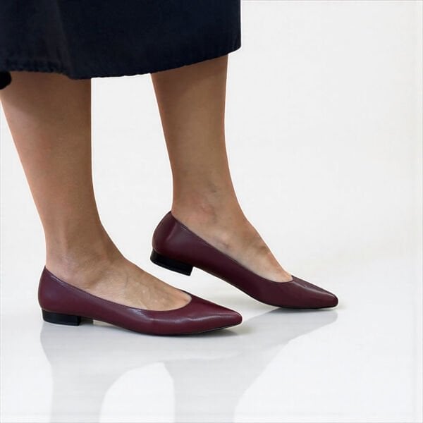 Bordo Hakiki Deri Sivri Burun Şık Ve Rahat Günlük BabeT