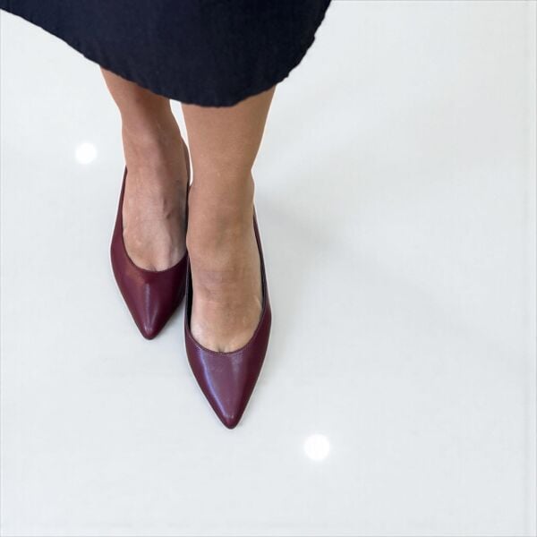 Bordo Hakiki Deri Sivri Burun Şık Ve Rahat Günlük BabeT