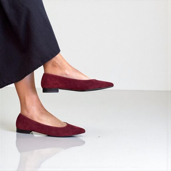 Bordo Süet Hakiki Deri Sivri Burun Şık Ve Rahat Günlük BabeT