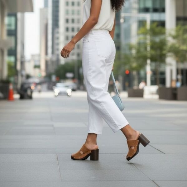 Taba Süet Hakiki Deri Hafif Tabanlı Kadın Takunya Terlik