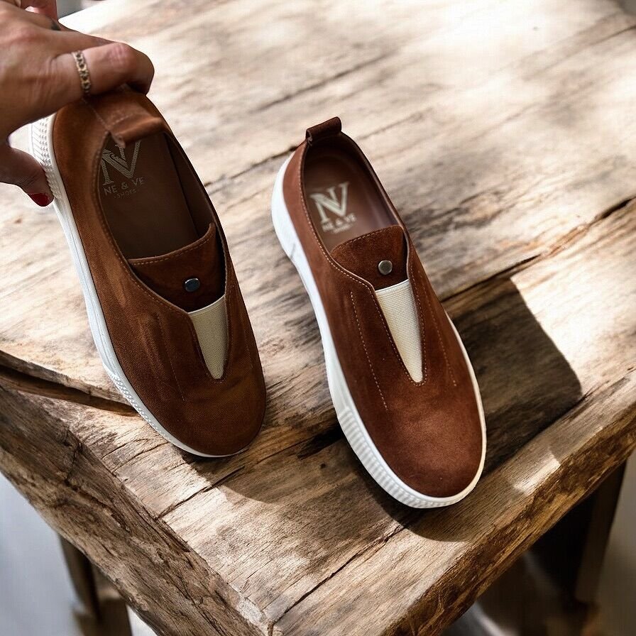 Kahve Süet  Lastik Detaylı Günlük Rahat Sneaker